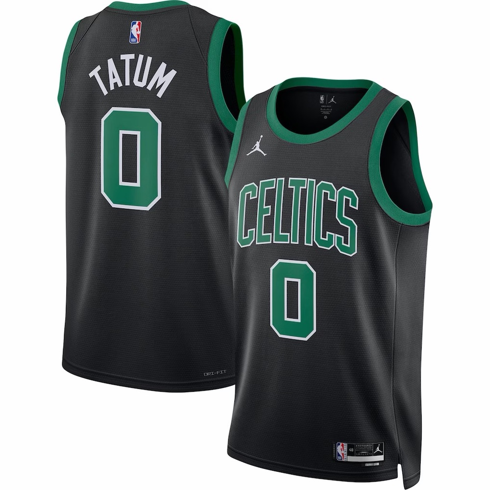 Nike DRI-FIT Celtics Jason Tatum Black and Green Basketball Jersey